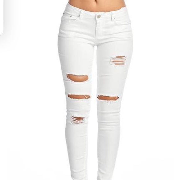 Distressed White Jeans for Women - Picture 3 of 5